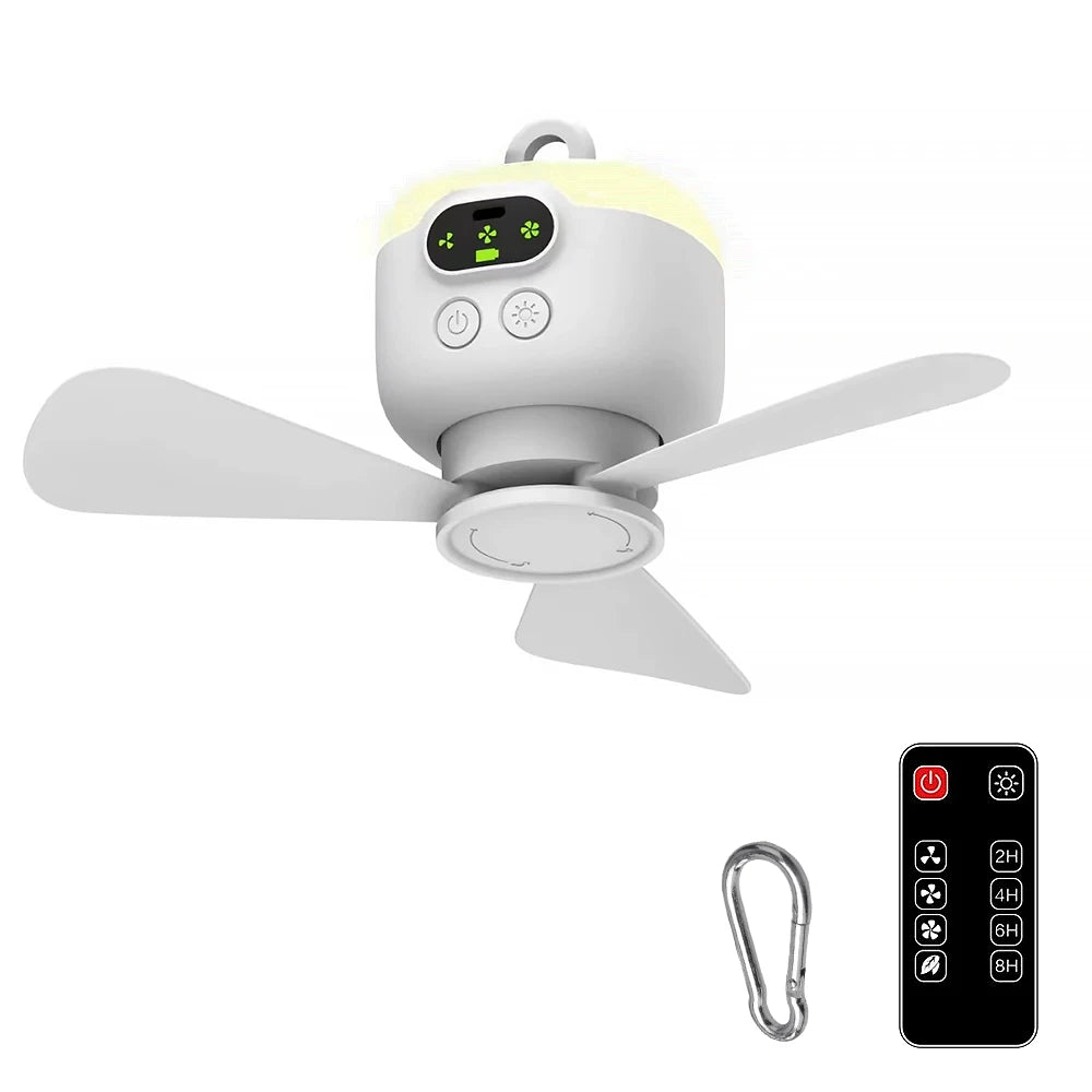 Portable Ceiling Fan Rechargeable Wireless Air Circulators with Remote Control Night Light