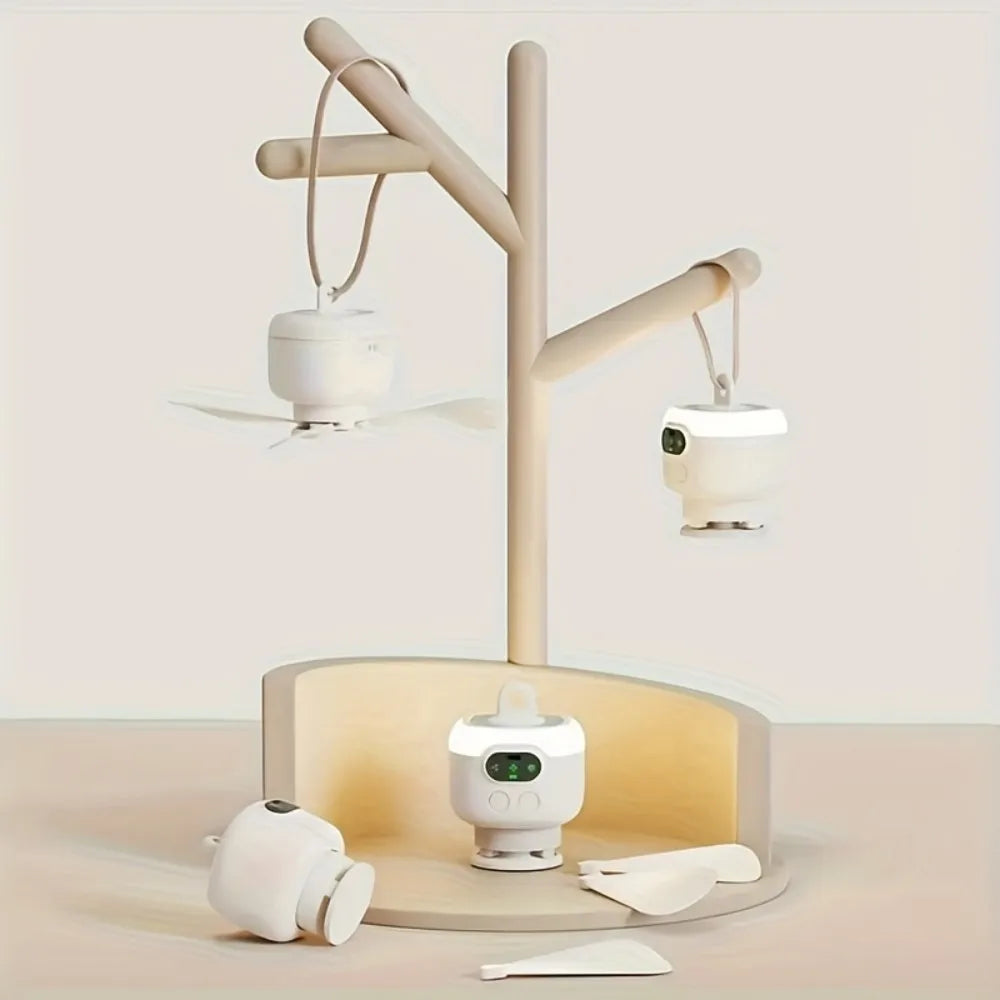 Portable Ceiling Fan Rechargeable Wireless Air Circulators with Remote Control Night Light