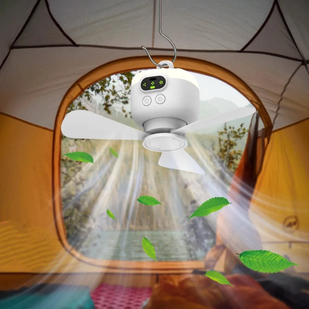 Portable Ceiling Fan Rechargeable Wireless Air Circulators with Remote Control Night Light