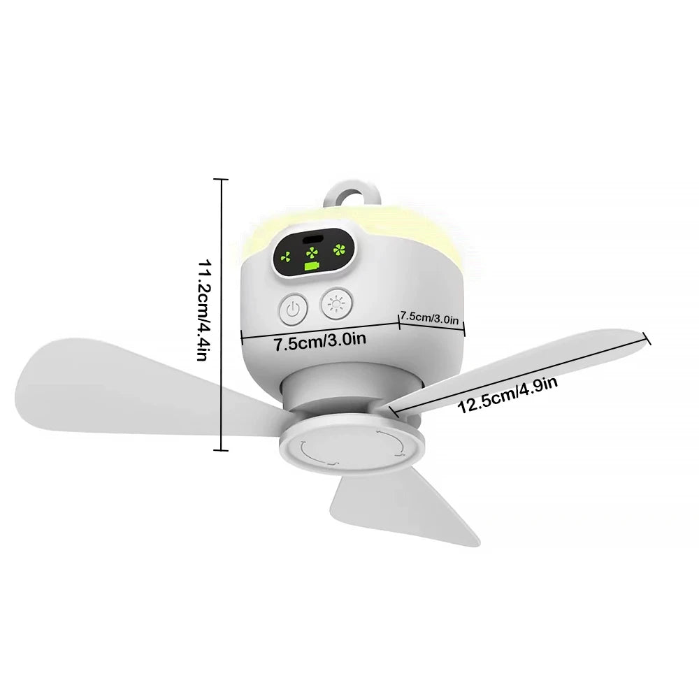 Portable Ceiling Fan Rechargeable Wireless Air Circulators with Remote Control Night Light