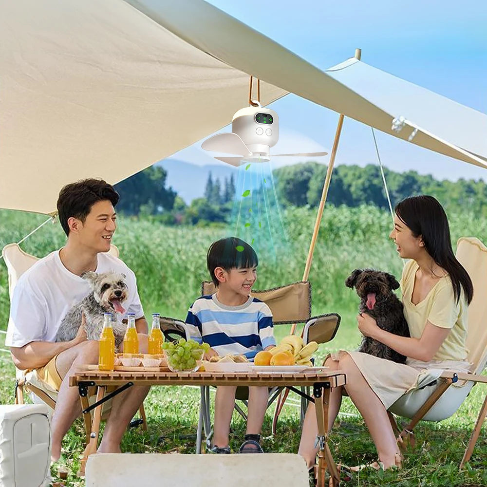 Portable Ceiling Fan Rechargeable Wireless Air Circulators with Remote Control Night Light