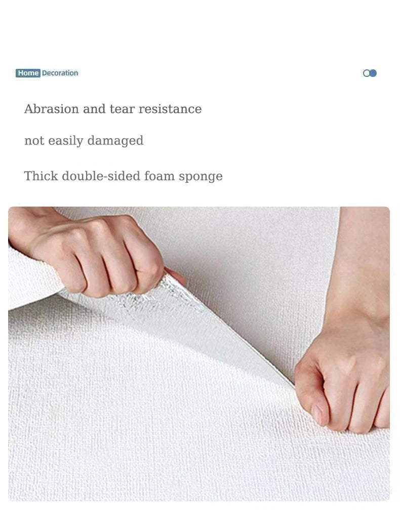 50cmX10m Linen 3D Foam Self-adhesive PVC Solid Color Waterproof Background Wall