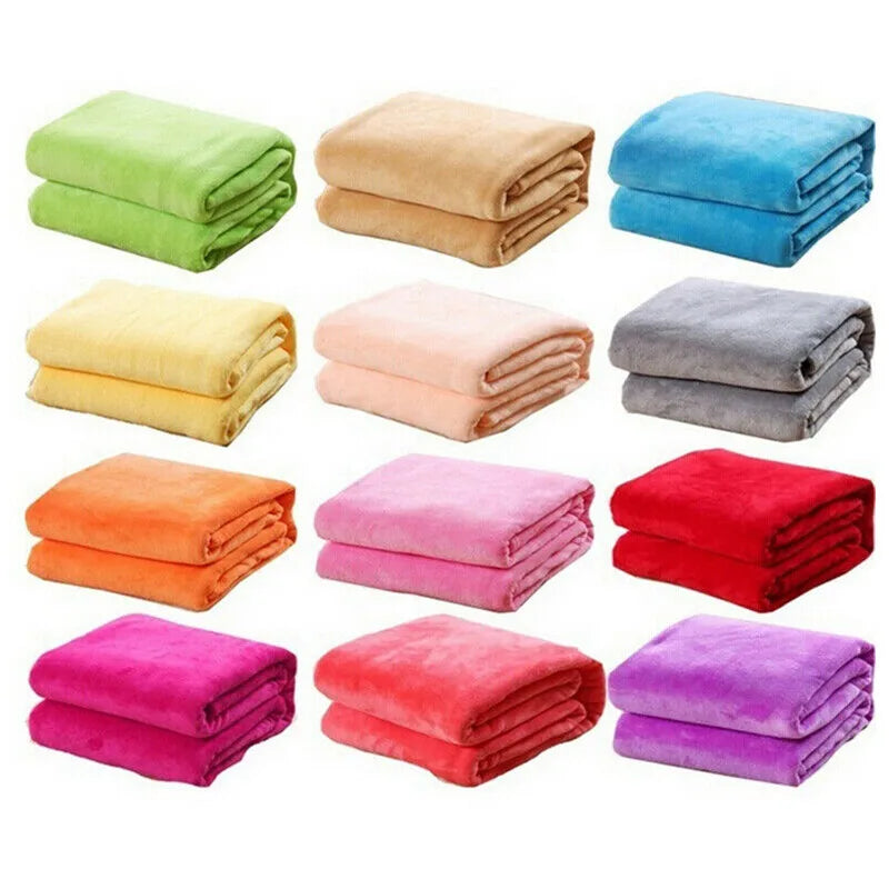 Plain Flannel Coral Blanket