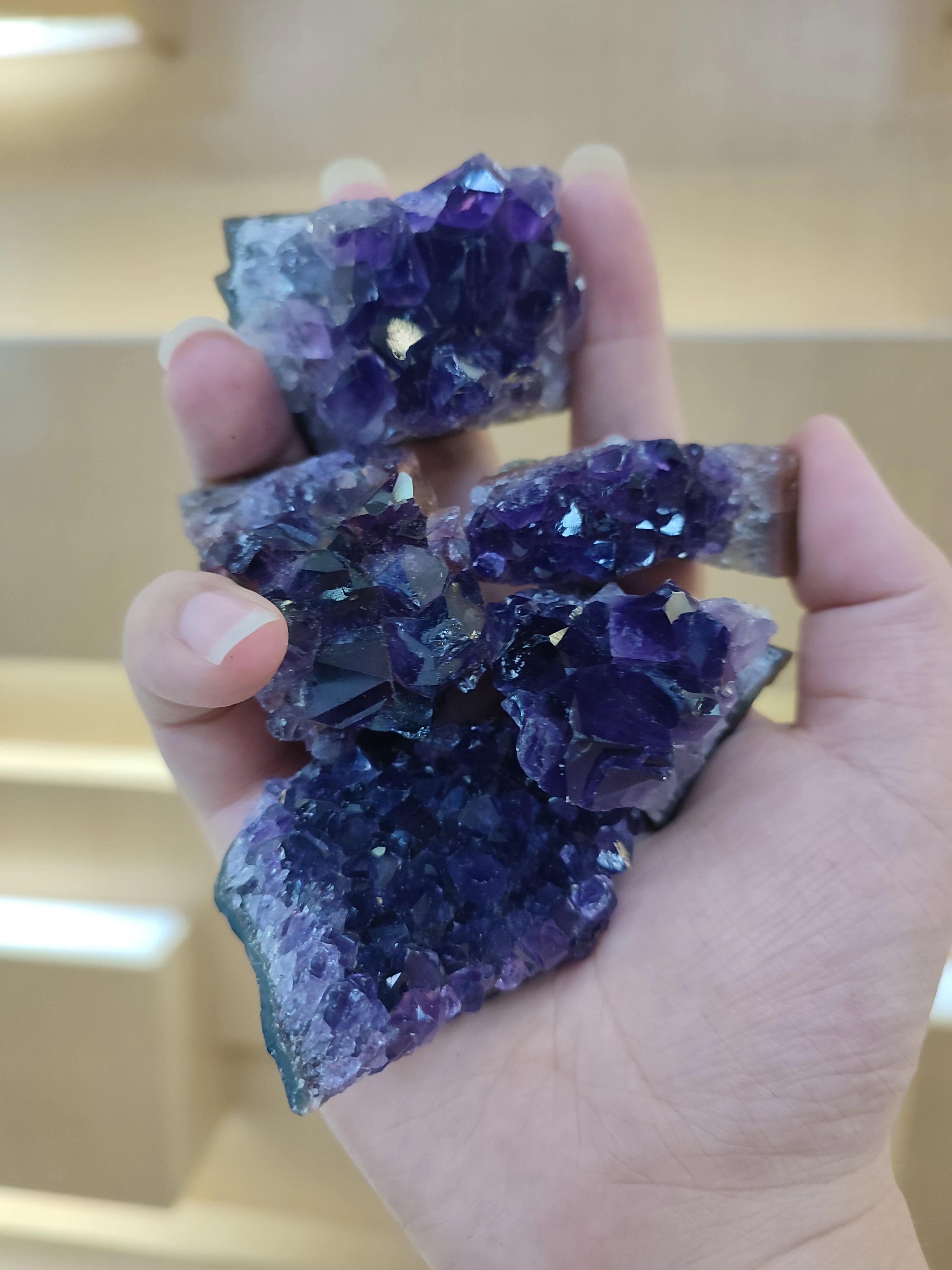 Amethyst Geode Natural Crystal Quartz Stone Wand Point Energy Healing Mineral Stone