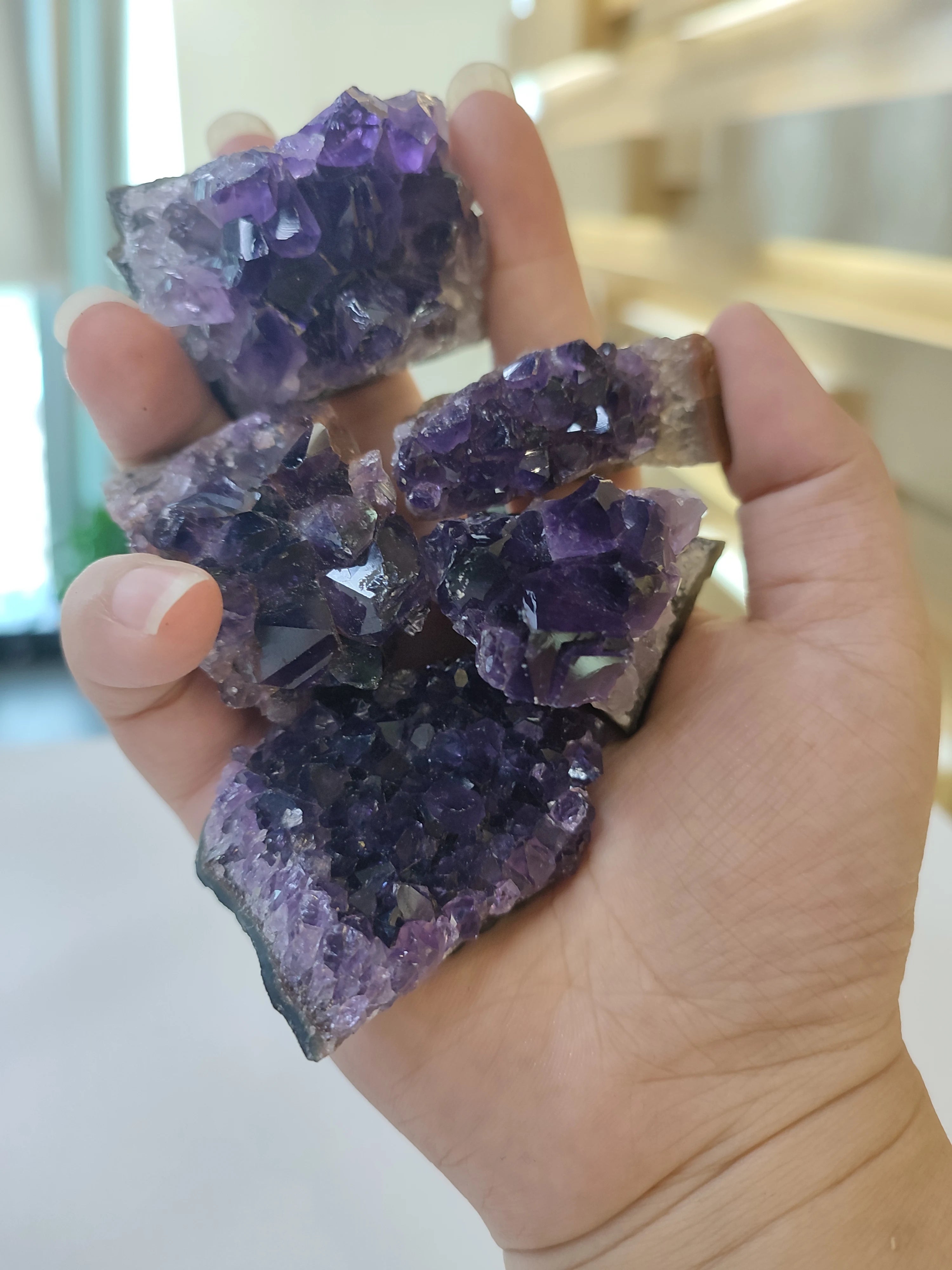 Amethyst Geode Natural Crystal Quartz Stone Wand Point Energy Healing Mineral Stone