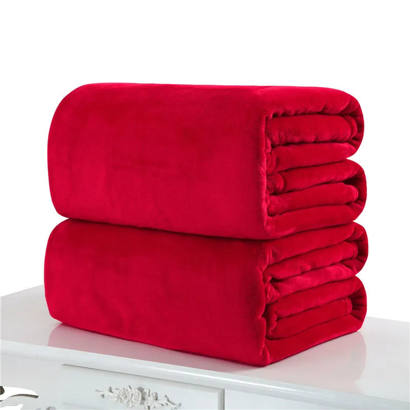 Plain Flannel Coral Blanket