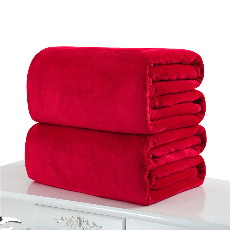 Plain Flannel Coral Blanket