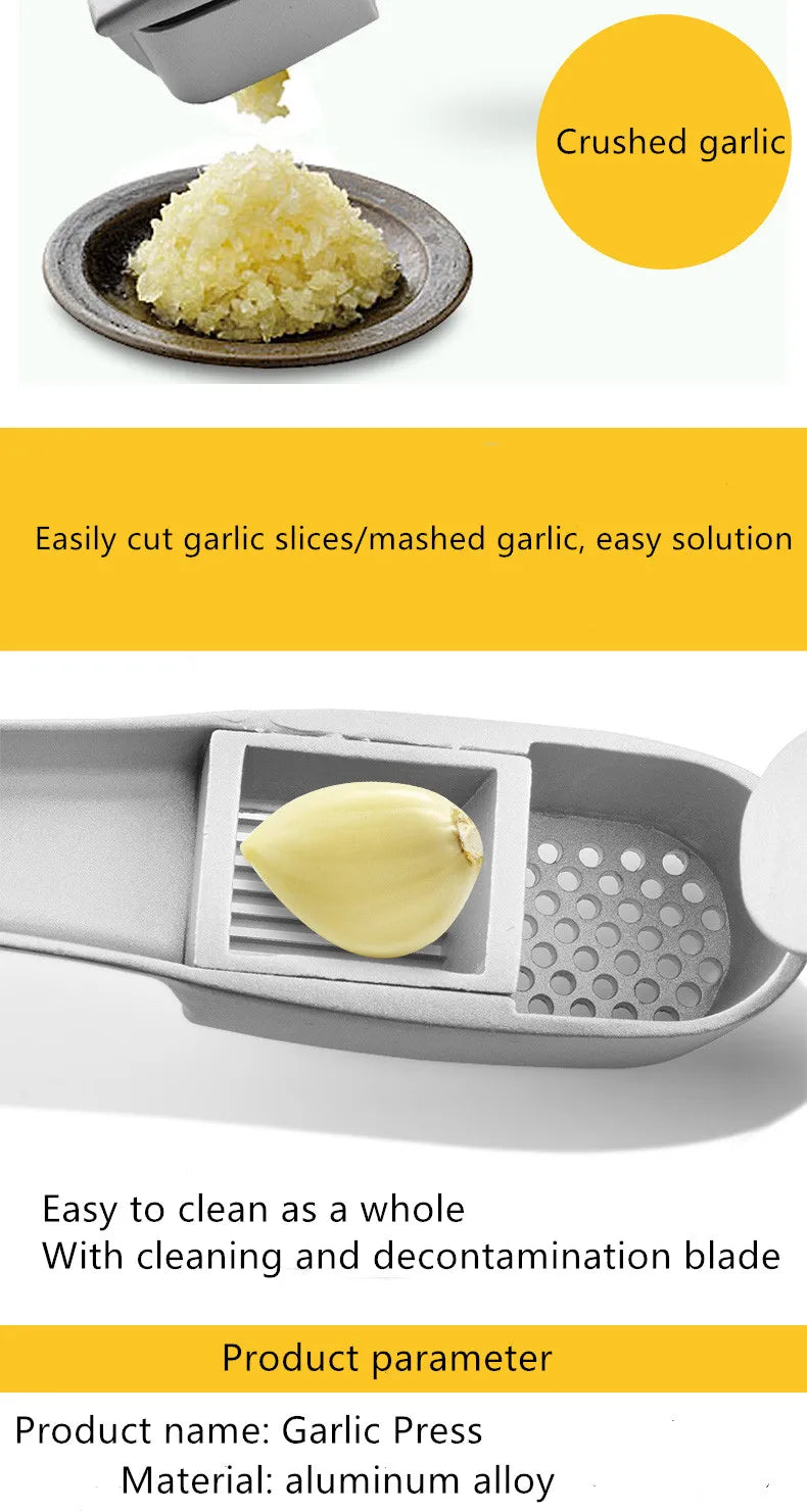 Kitchen household manual garlic press aluminum gadget