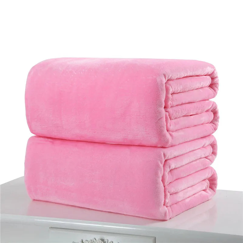Plain Flannel Coral Blanket