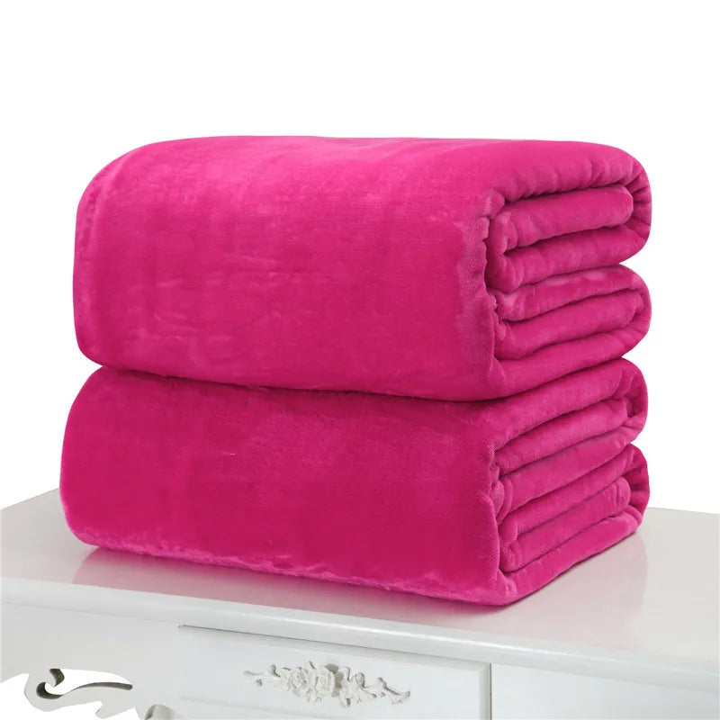 Plain Flannel Coral Blanket