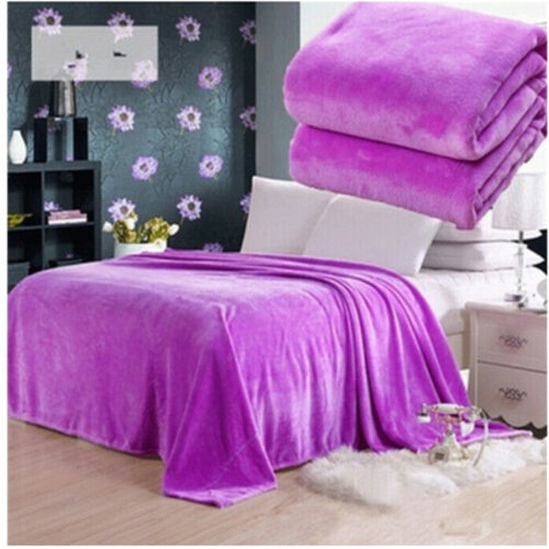 Plain Flannel Coral Blanket