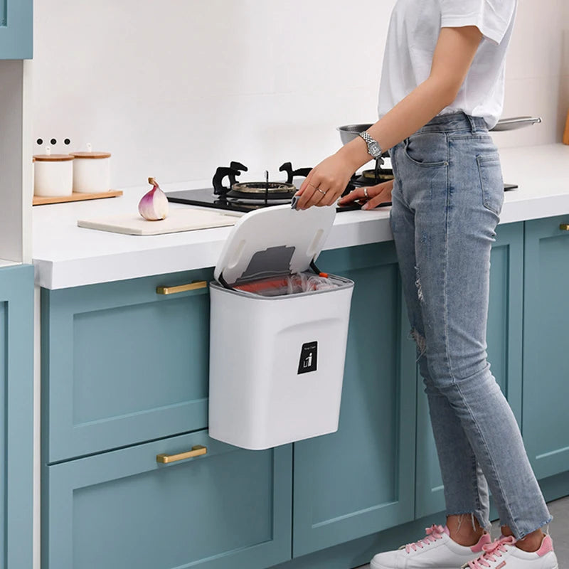 7/9L Hanging Trash Can For Kitchen Large Capacity Recycling Garbage basket