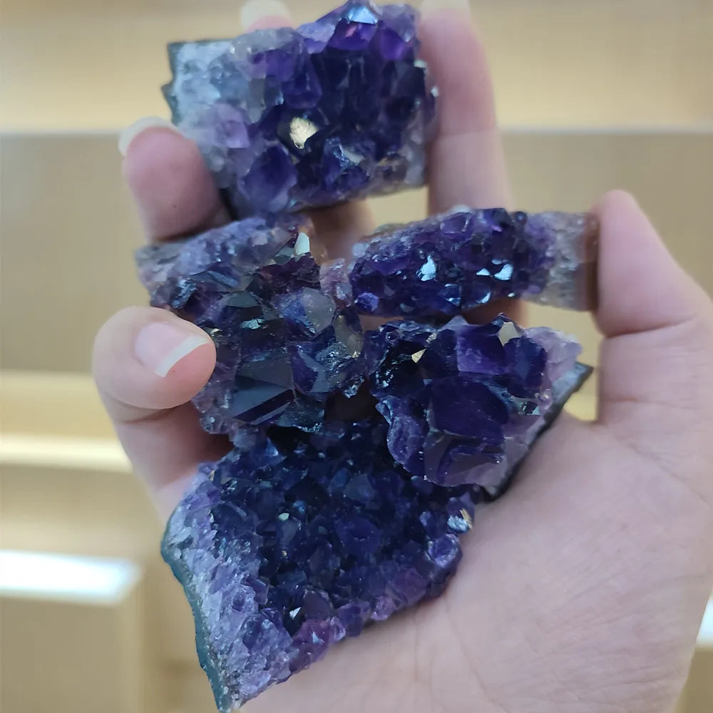 Amethyst Geode Natural Crystal Quartz Stone Wand Point Energy Healing Mineral Stone