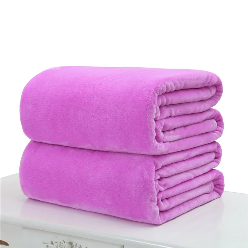 Plain Flannel Coral Blanket
