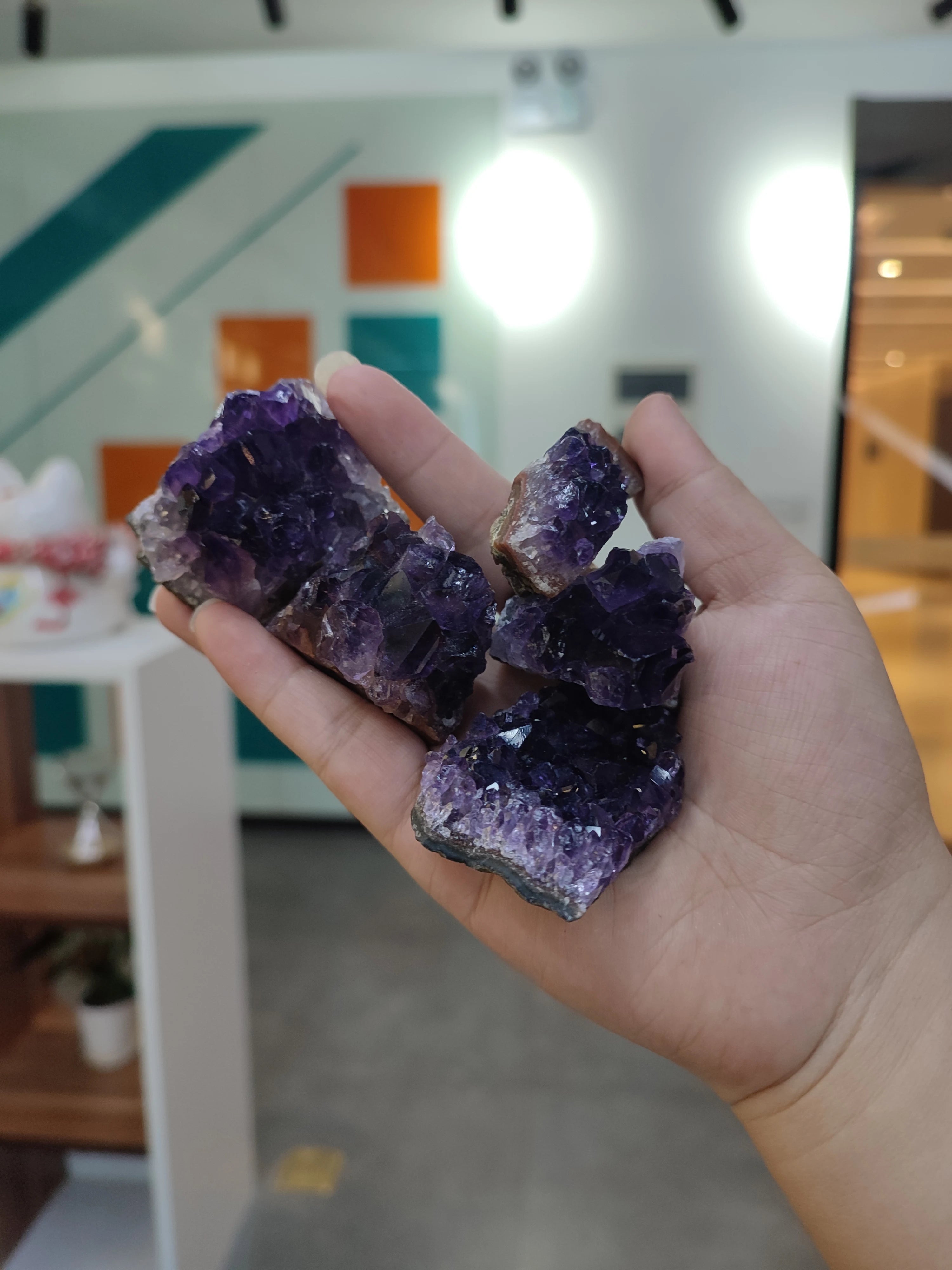 Amethyst Geode Natural Crystal Quartz Stone Wand Point Energy Healing Mineral Stone