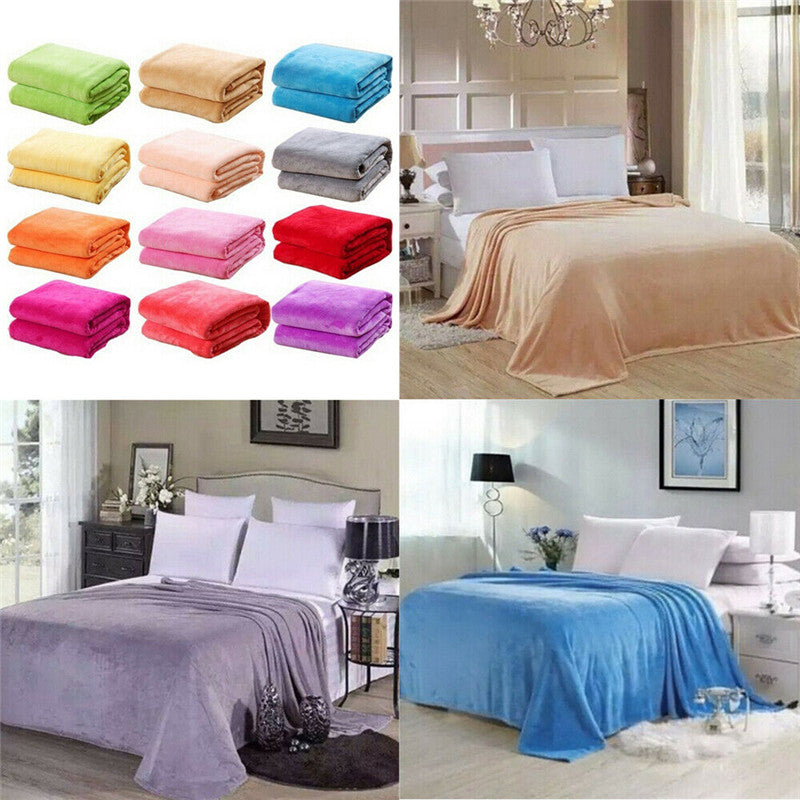 Plain Flannel Coral Blanket