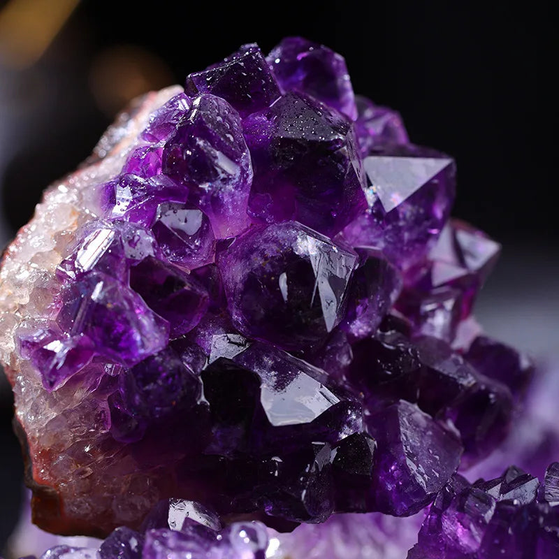 Amethyst Geode Natural Crystal Quartz Stone Wand Point Energy Healing Mineral Stone