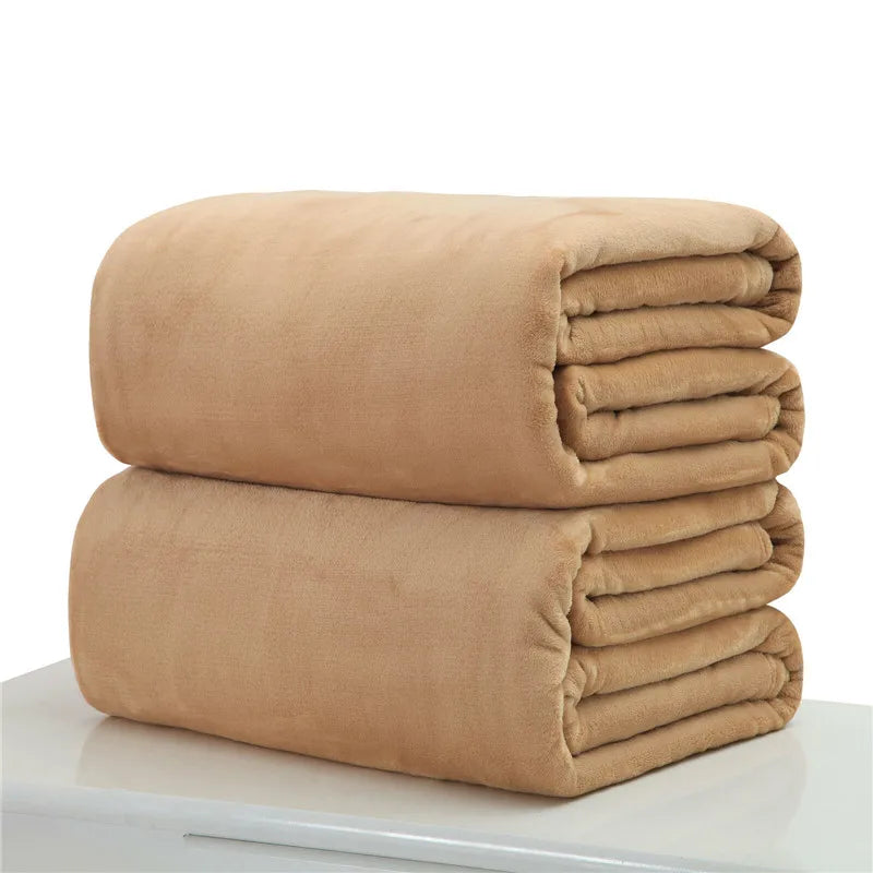 Plain Flannel Coral Blanket