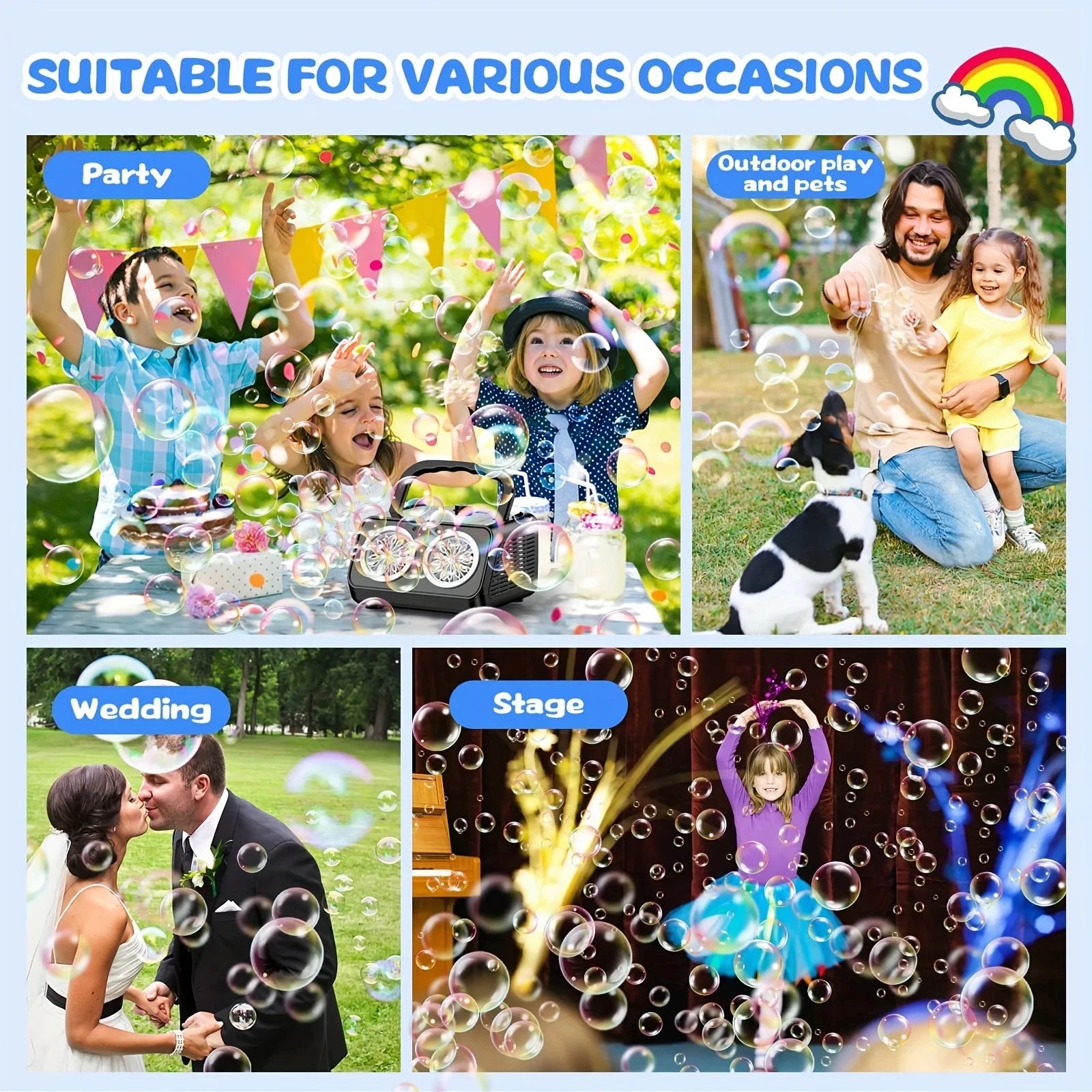 Automatic Bubble Machine Upgrade Bubble Blower with 2 Fans 20000+ Bubbles Per Minute