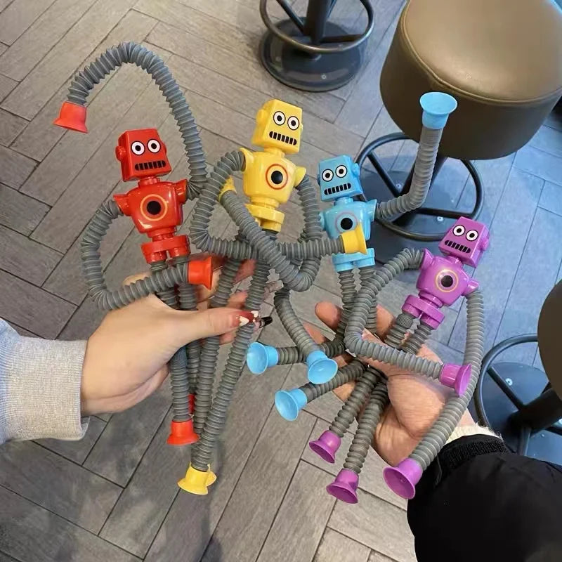4/16PCS Pop Tubes Suction Cup Robot Toys Stress Relief Telescopic Sensory Toys for Kids