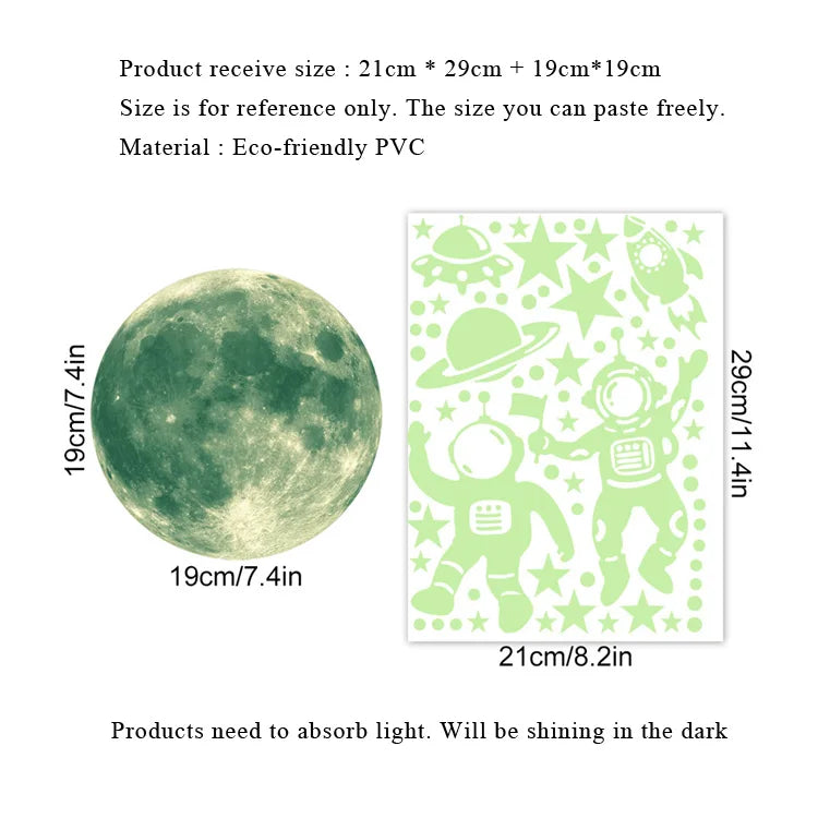 Luminous Astronaut Bedroom Decoration Glow In The Dark Self-adhesive Decals