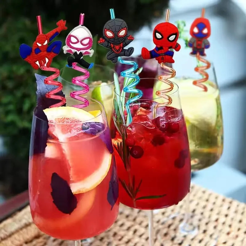 1/5/10Pcs Spiderman Theme Drinking Straws Kids Birthday Party Decorations Birthday Gifts