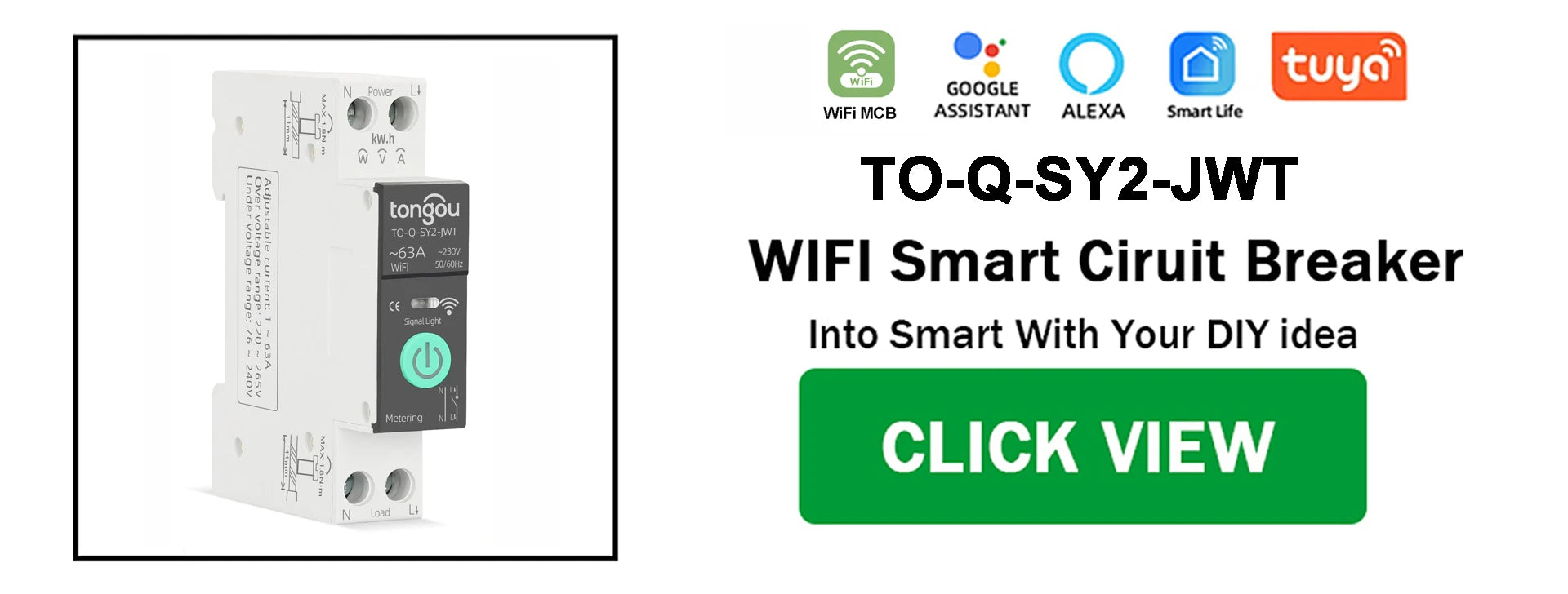 Wifi Smart Circuit Breaker Switch With Metering remote control