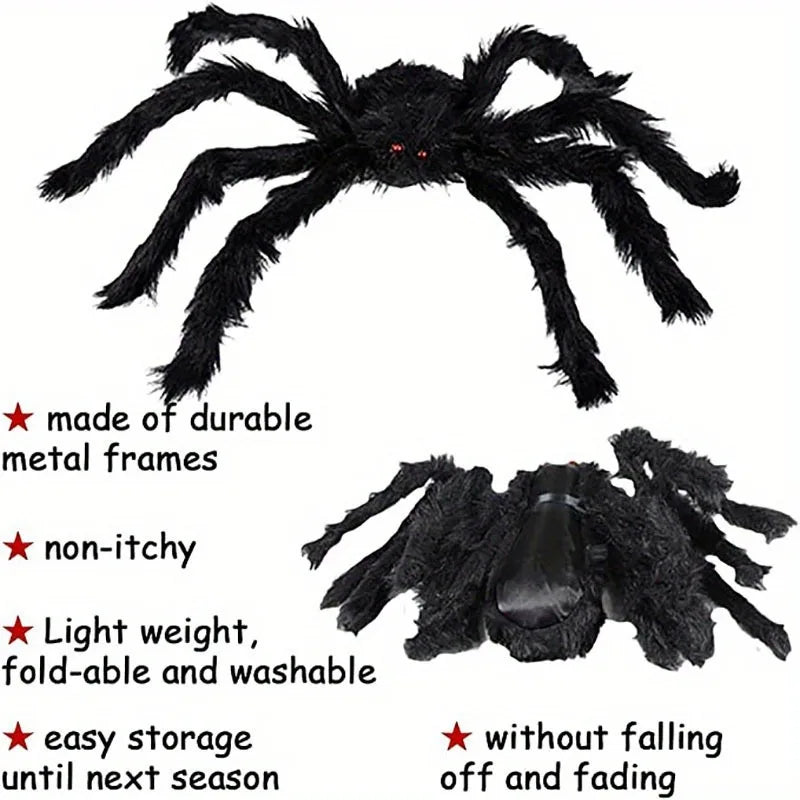 Horror Halloween Giant Black Spider Decoration Haunted House Party Props