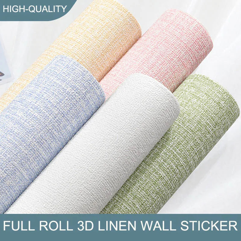 50cmX10m Linen 3D Foam Self-adhesive PVC Solid Color Waterproof Background Wall
