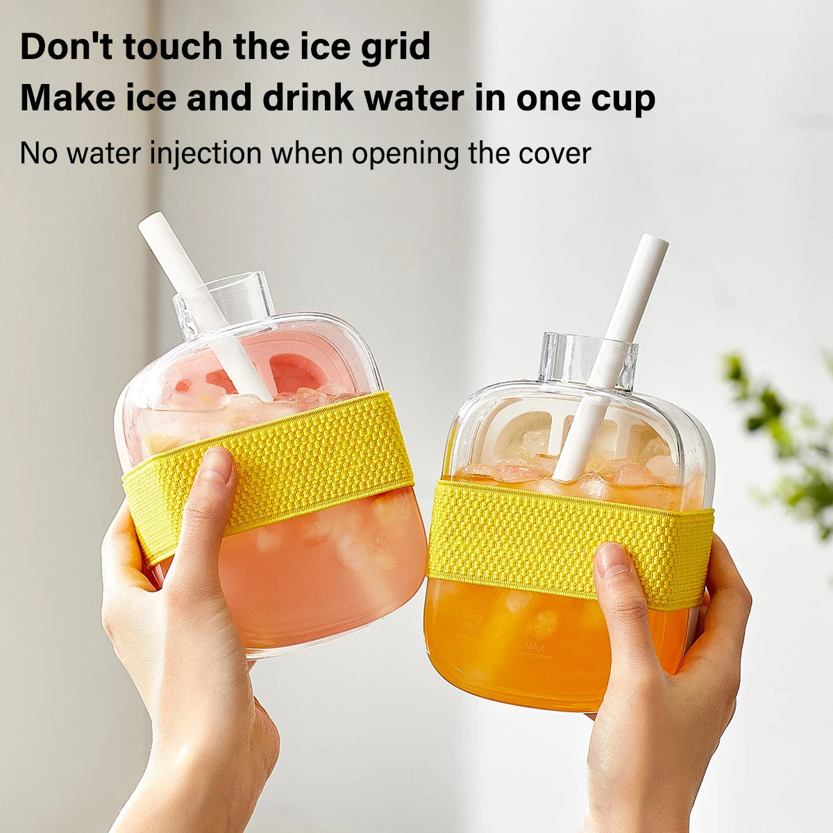 2-in-1 Silicone Ice Cube With Straw Food-grade Ice Maker Kettle Pressing Mold Ice Drink Bottle