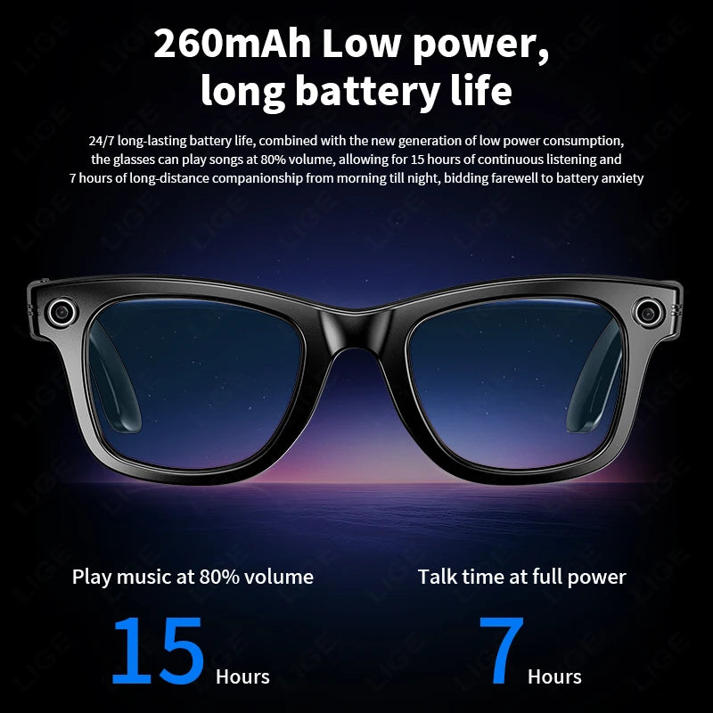 AI Camera Smart Glasses IP65 Waterproof Bluetooth for Call and Music Use ChatGPT