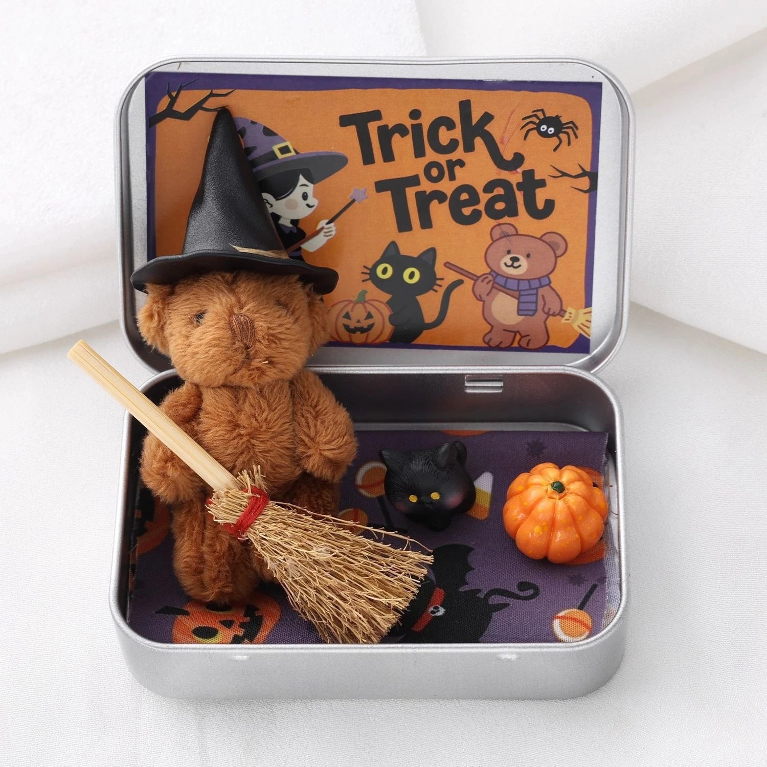 Halloween Teddy Gift Box, Halloween Plush Toy Decoration Doll Ornaments for Children