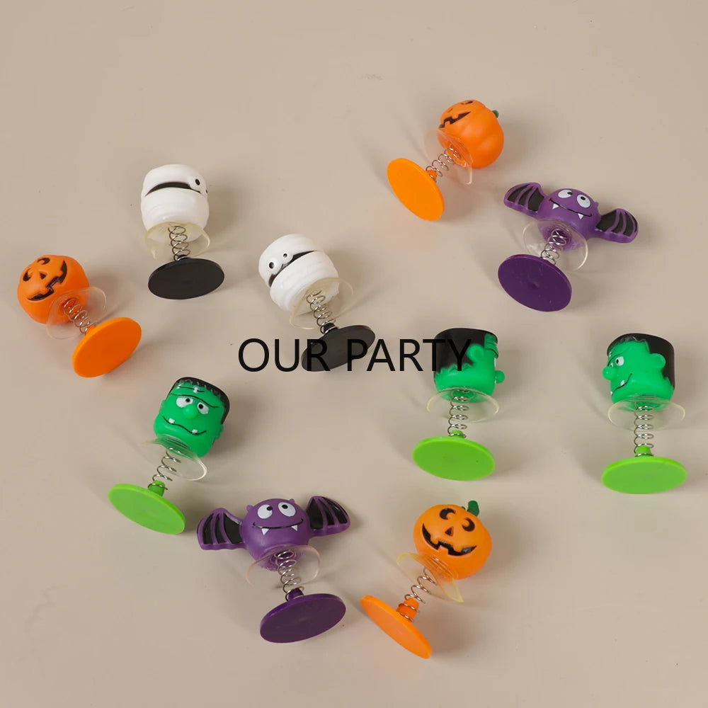 8 Pcs Cartoon Jumping Dolls Toys for Kids Halloween Theme Party Favors Treasure Box