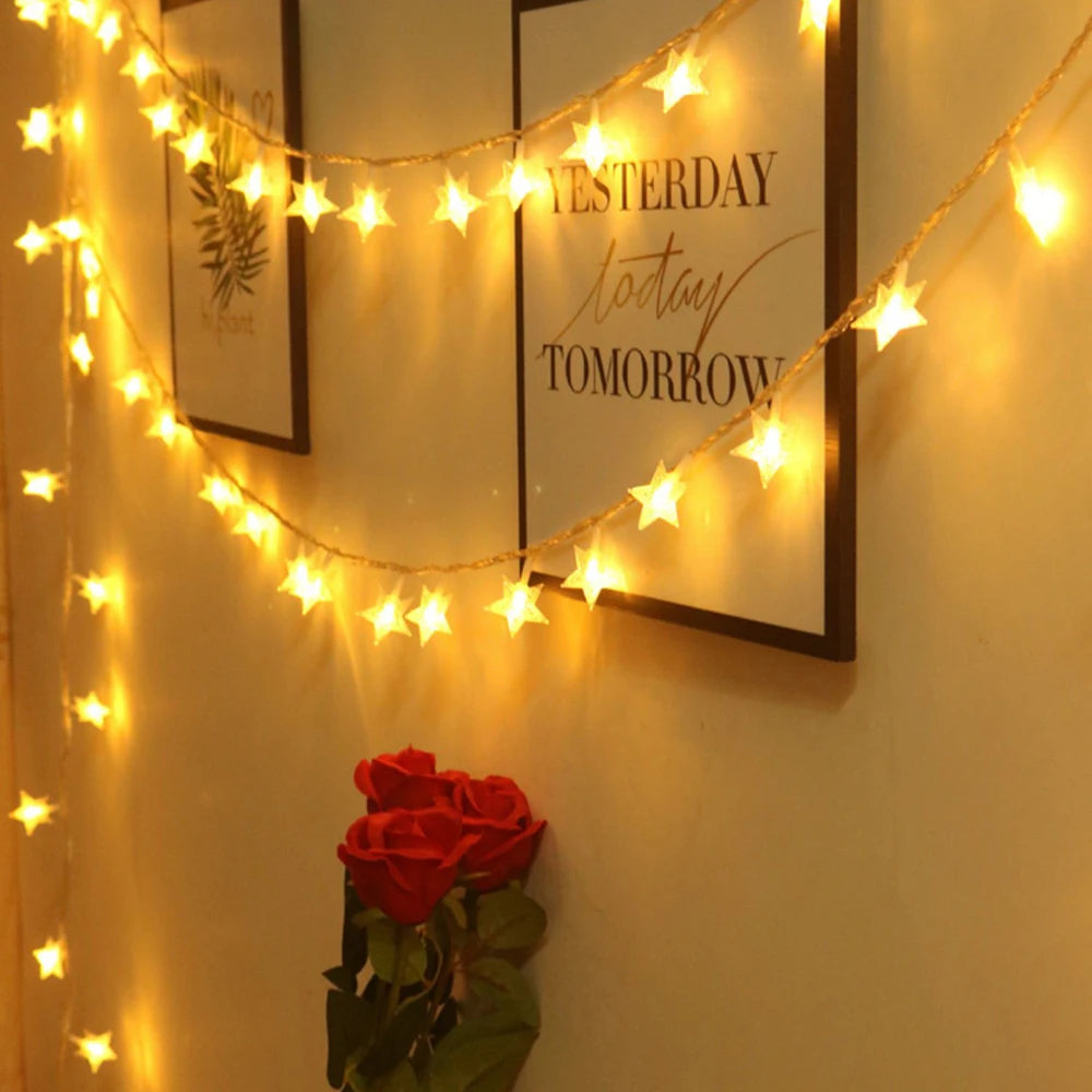 LED String Outdoor Star Chain Lights Bulb Fairy Lights for Home Garden Christmas Decor