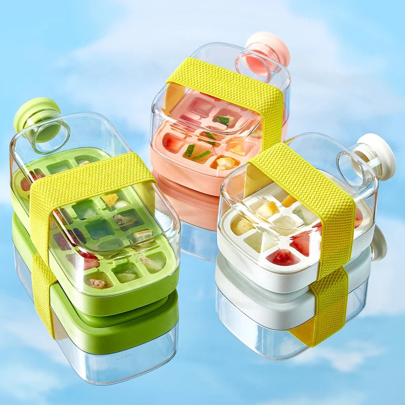 2-in-1 Silicone Ice Cube With Straw Food-grade Ice Maker Kettle Pressing Mold Ice Drink Bottle