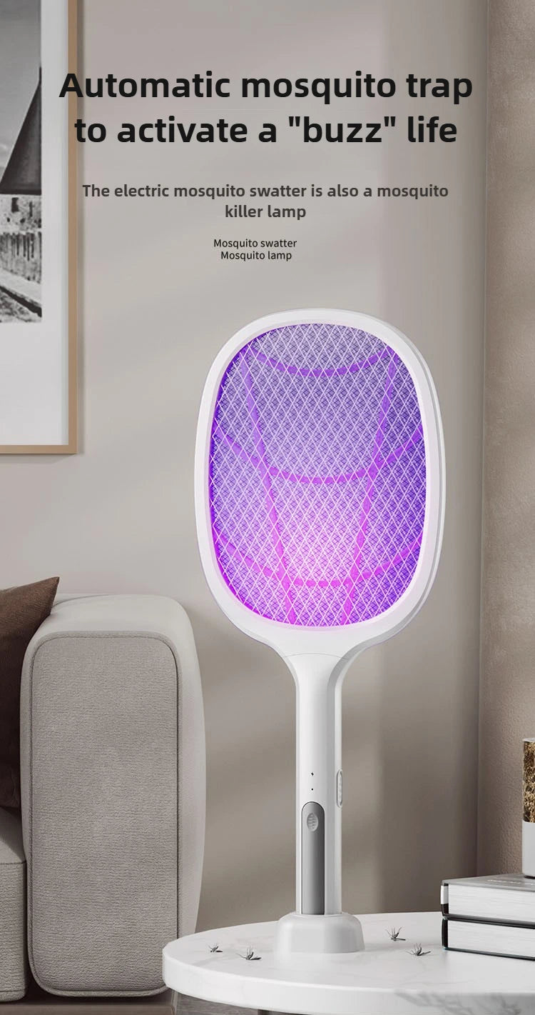 Electric Mosquito Swatter & Repellent Lamp -USB Rechargeable+Base