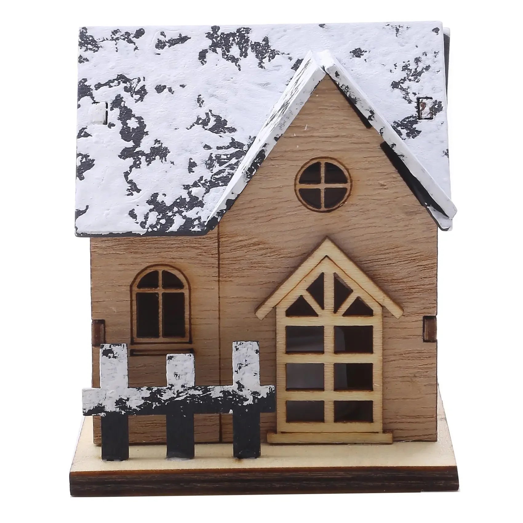 Christmas LED Light Wooden House Luminous Cabin Decorations