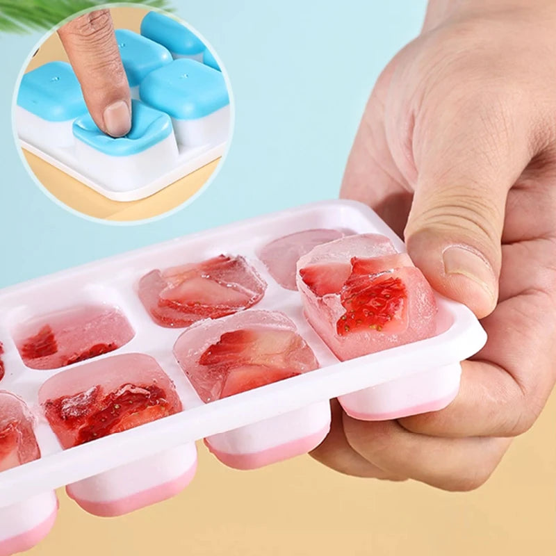 Ice Cube Tray Mold with Lid Silicone Square 14 Cube Easy Release Ice Cube Molds