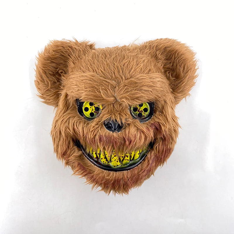 LED Cosplay Glowing Bloody Bear Mask Halloween Plush Rabbit Mask Neon Headgear