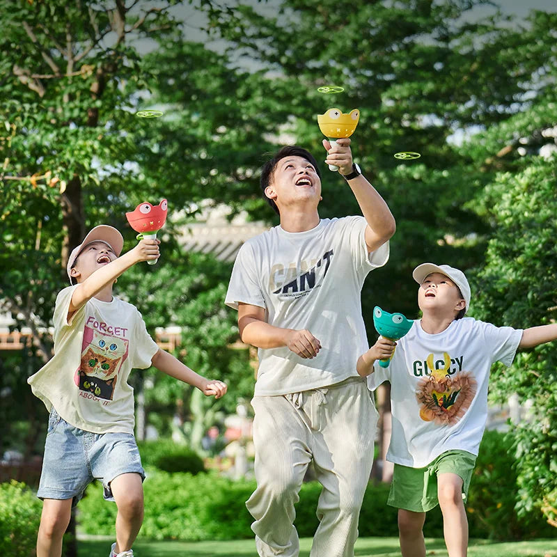 Pull String Flying Saucer Disc Launcher Kids Flying Toys