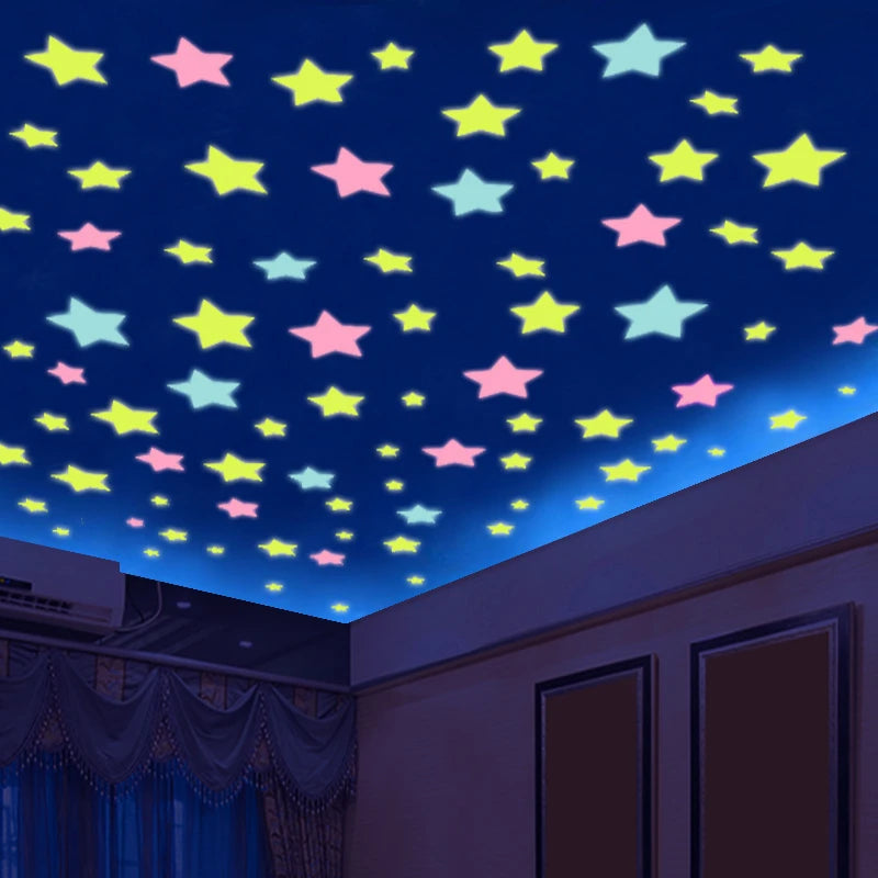 PVC Stars Glow Stickers Luminous In Dark Night Fluorescent Wall Art Decals For Kids