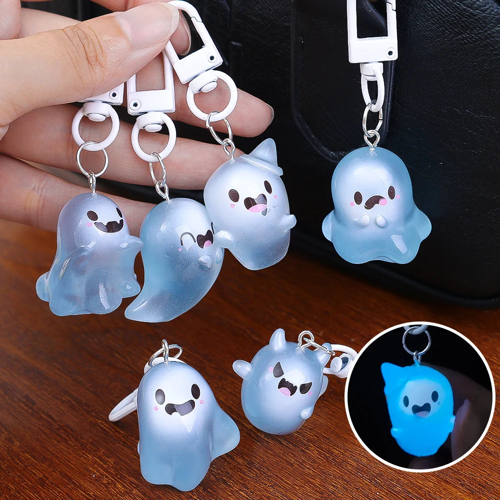 Halloween Keychain Glow-in-the-Dark Cartoon Jelly Doll Pendant Headphone Case Decor