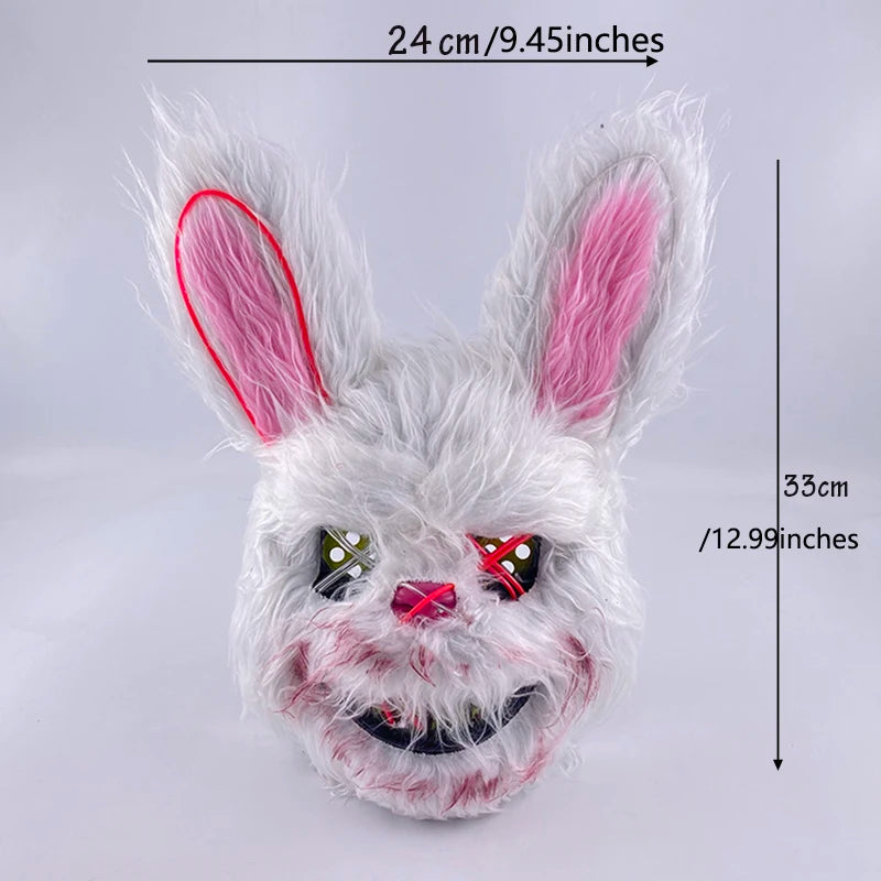 LED Cosplay Glowing Bloody Bear Mask Halloween Plush Rabbit Mask Neon Headgear
