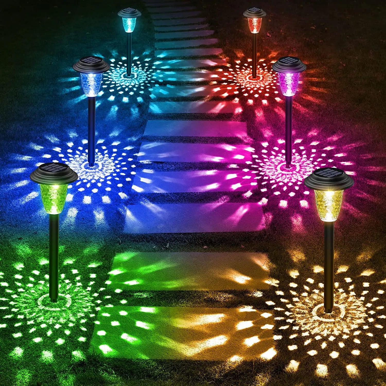 Solar RGB Color Changing Pathway Lights
