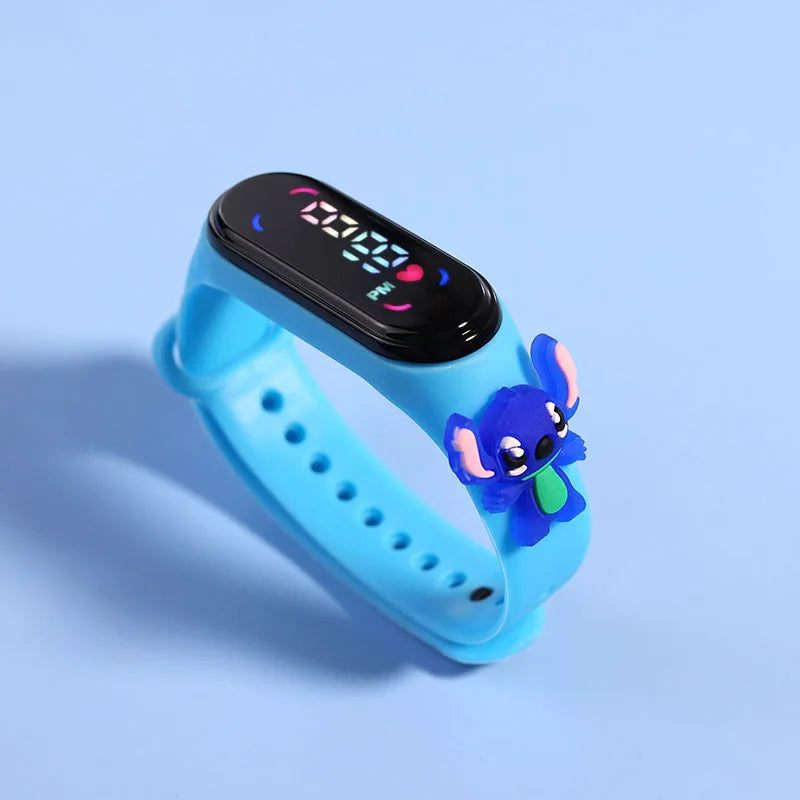 Disney Stitch Spider Man Cartoon Waterproof Watches For Kids LED Electronic Sport Watch