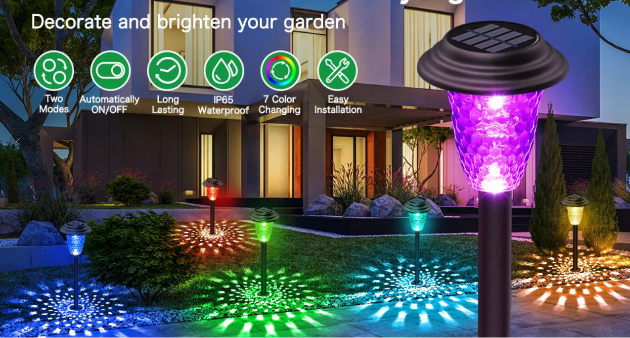Solar RGB Color Changing Pathway Lights