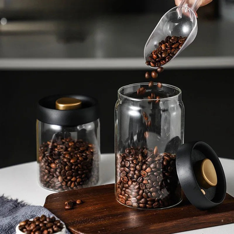 Coffee Beans Vacuum Sealed Glass Storage Jars Moisture-proof Air Extraction Container