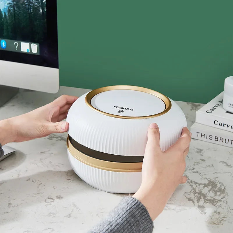 Desktop Trash Can Push-open Lid Paper Basket Box Mini Home Necessities