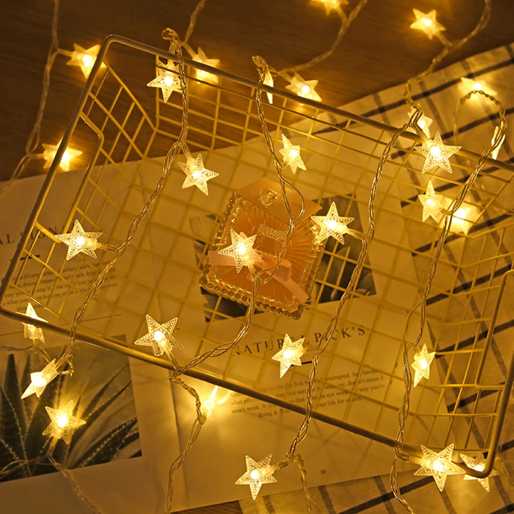 LED String Outdoor Star Chain Lights Bulb Fairy Lights for Home Garden Christmas Decor