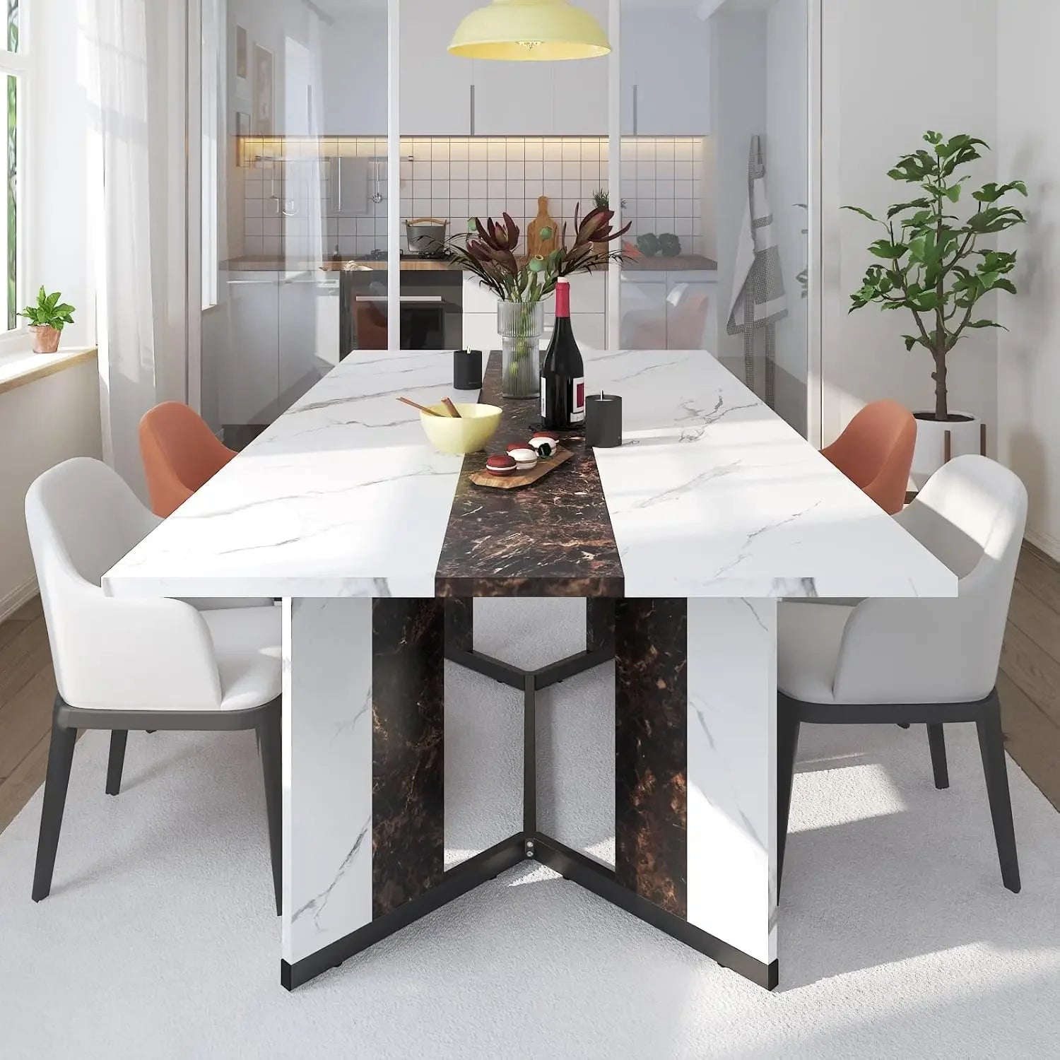 35in Marble-Color Wood Waterproof Tabletop